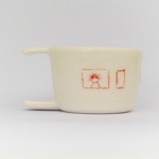 Double Handle Doodle Espresso Mug - Window Watcher