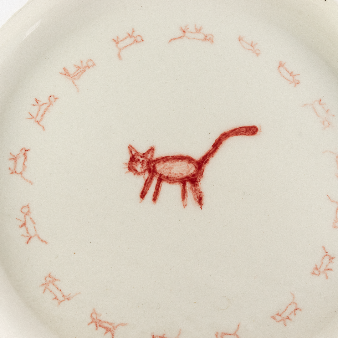 Doodle Pasta Plate - Cat